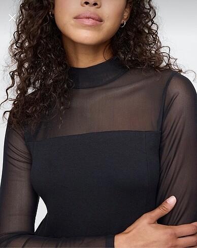 Kolları Transparan siyah elbise - Görsel 3