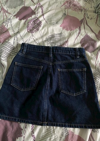 Düğmeli Lacivert Midi Kot Etek - Görsel 2