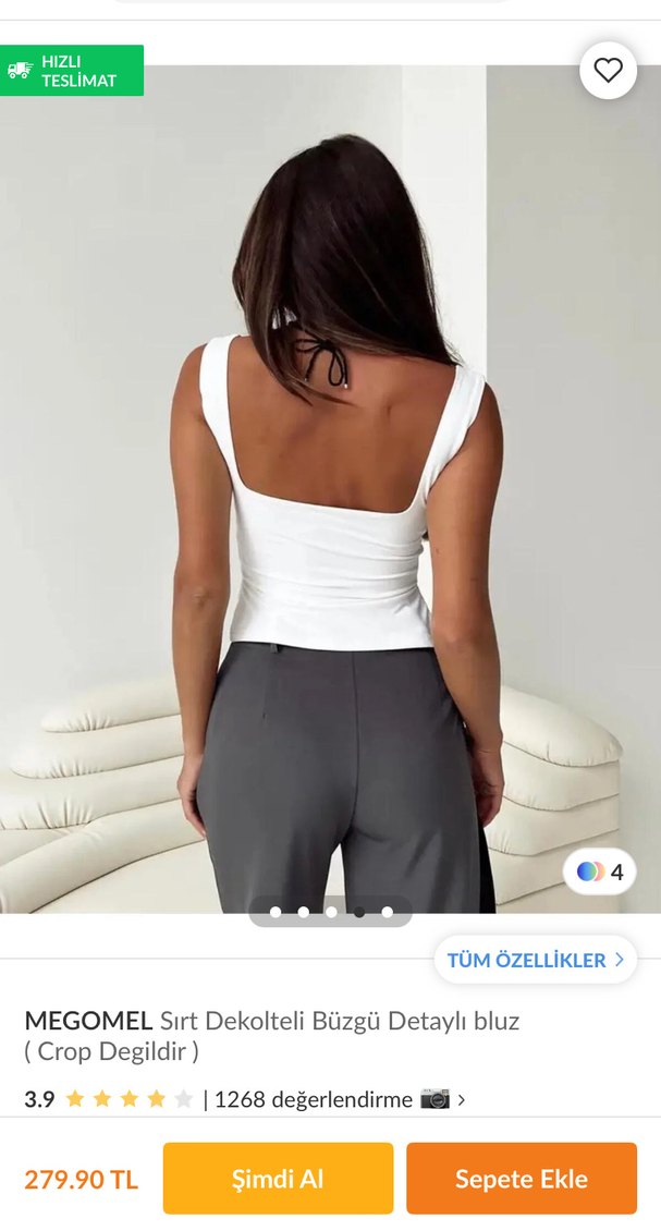 V Yaka Sırt Dekolteli Büzgülü Beyaz Bluz - Görsel 2