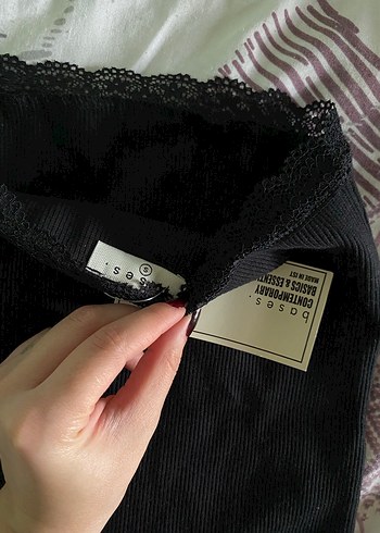 Dantel Detaylı Siyah Straplez Kadın bluz - Görsel 3