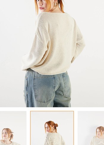 kayık yaka triko kazak - Görsel 2