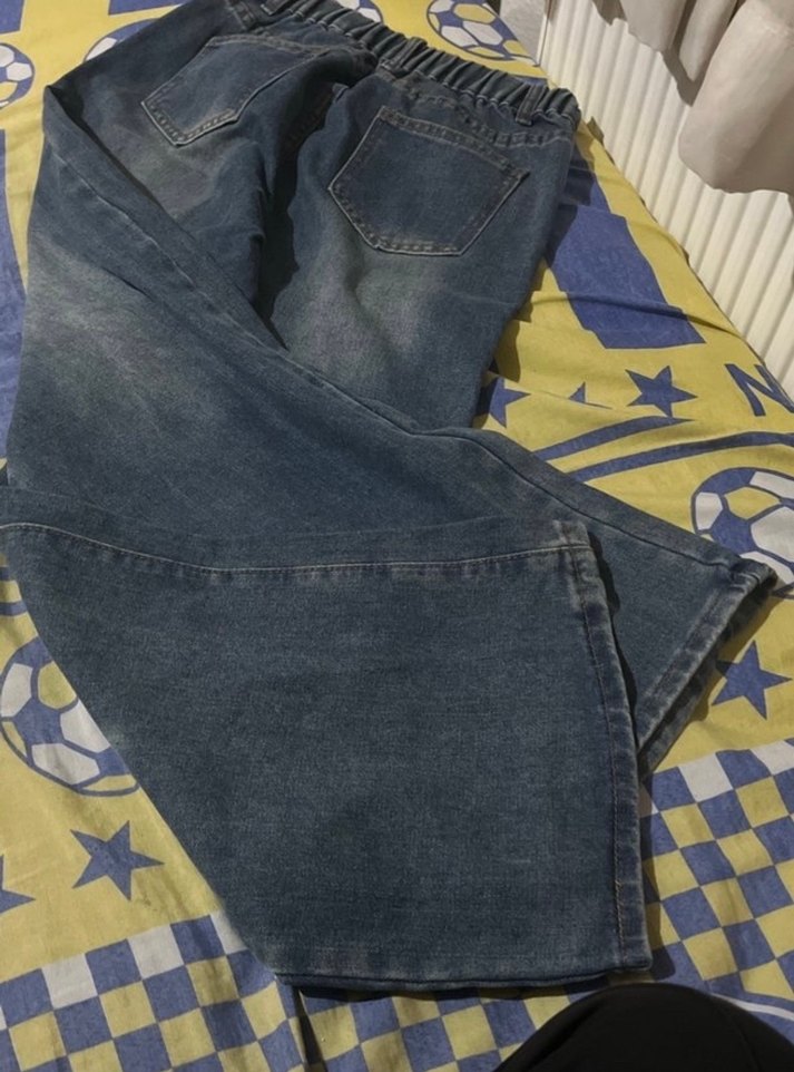 Kadın Mavi Bel Kemerli Rahat Kesim Denim Pantolon - Görsel 3