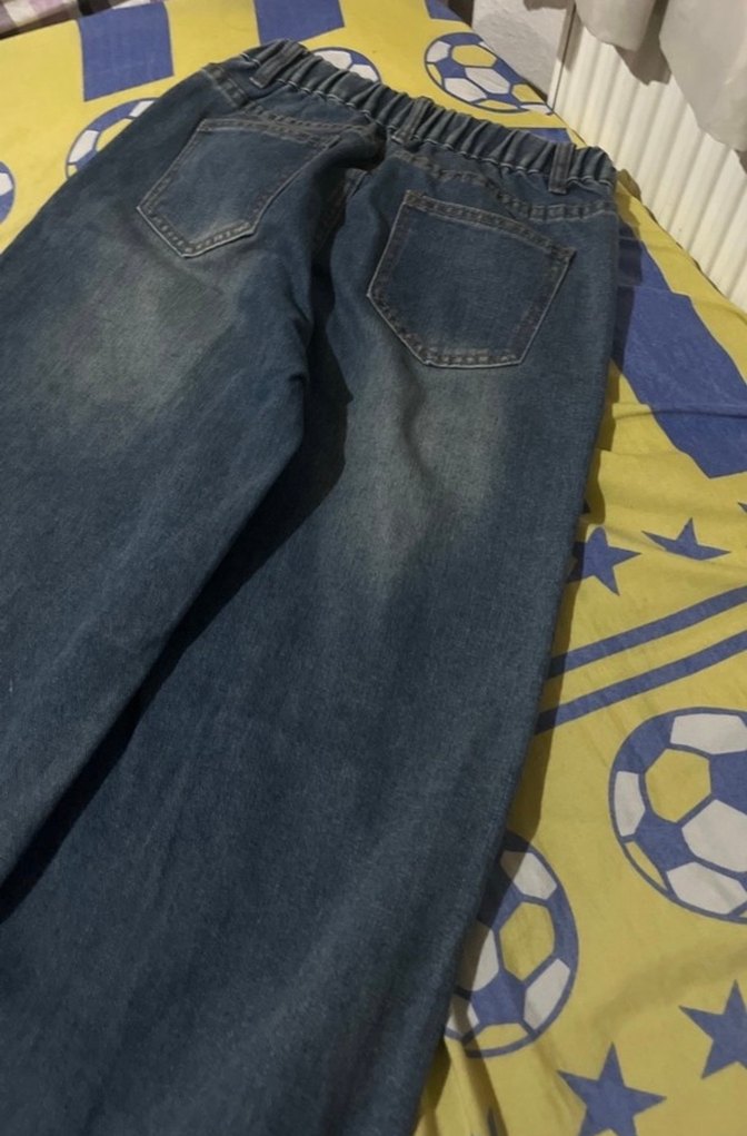 Kadın Mavi Bel Kemerli Rahat Kesim Denim Pantolon - Görsel 2