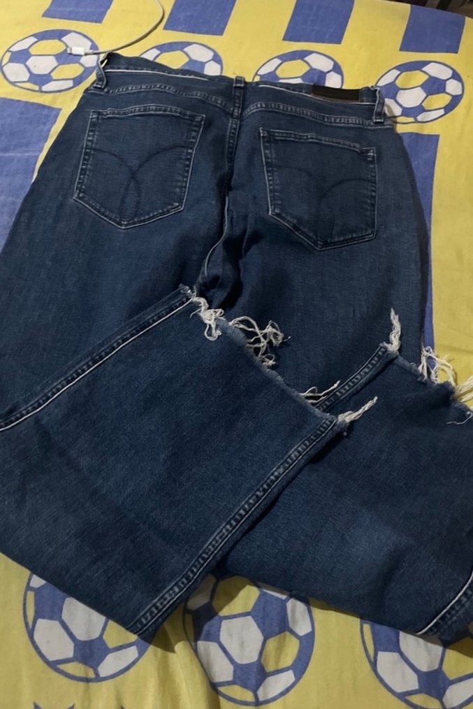 Kadın Mavi Gri Bol Kesim Midi Boy Kot Pantolon - Görsel 3