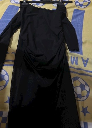 Siyah Drapeli Straplez Uzun Elbise - Görsel 2