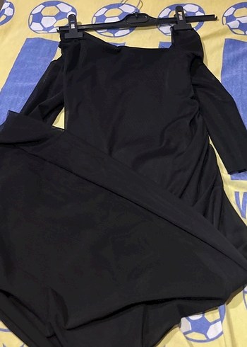 Siyah Drapeli Straplez Uzun Elbise - Görsel 3