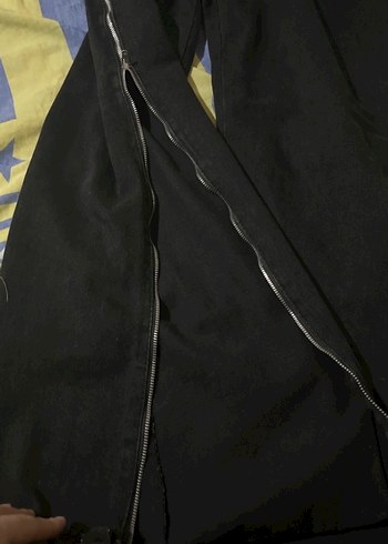 Fermuarlı Siyah Kadın Denim Pantolon - Görsel 3