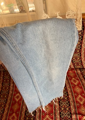 Mavi Bol Kesim Midi Denim Kadın Pantolon - Görsel 3