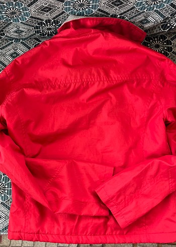 Kadın Kırmızı Fermuarlı Yüksek Yakalı Ceket - Görsel 2