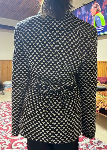 Desenli Düğmeli Kadın Kaban - Görsel 2