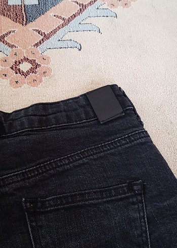 xs Beden siyah Renk Siyah Bağcıklı Mini Denim Şort