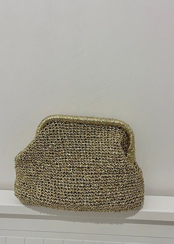 Diğer Kadın Altın Rengi Örgü Clutch Çanta