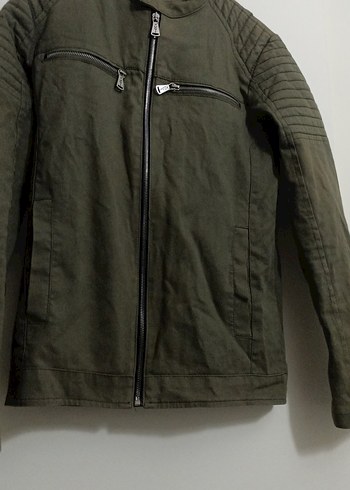 yeşilFermuarlı Biker Tarzı Erkek Ceket - Görsel 3