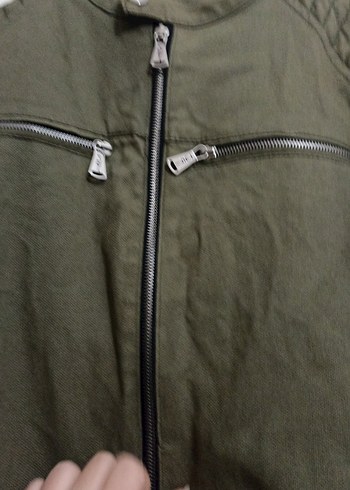 yeşilFermuarlı Biker Tarzı Erkek Ceket - Görsel 7