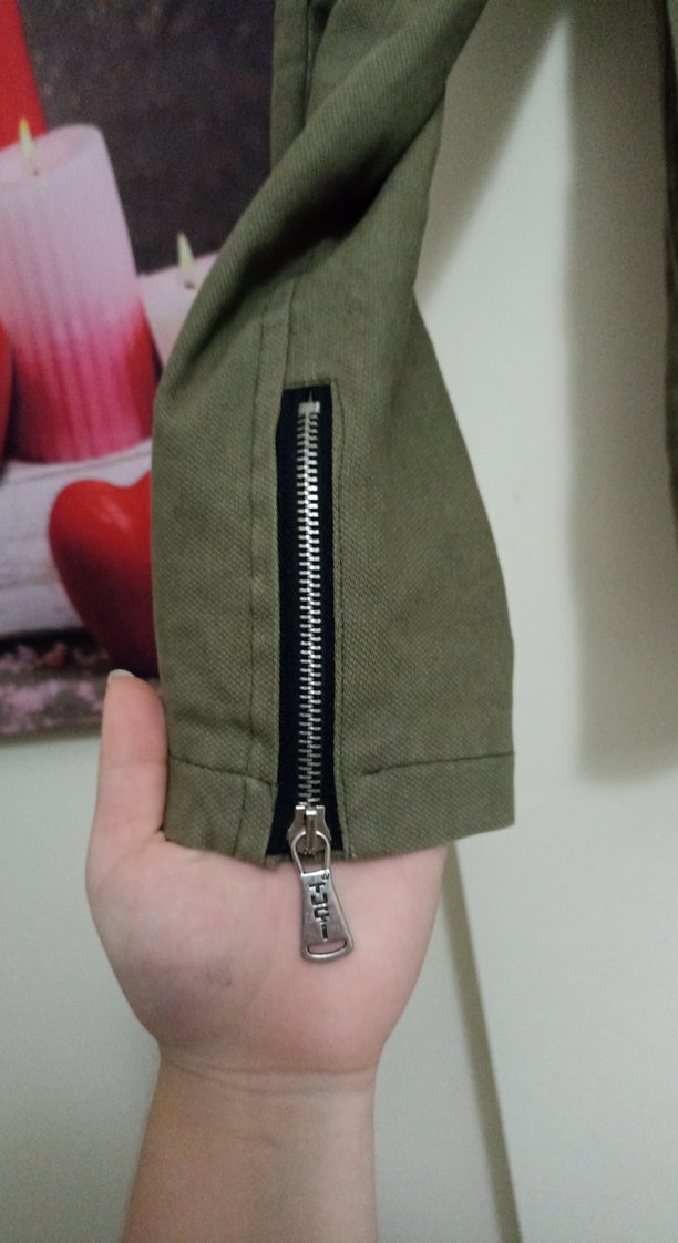 yeşilFermuarlı Biker Tarzı Erkek Ceket - Görsel 5