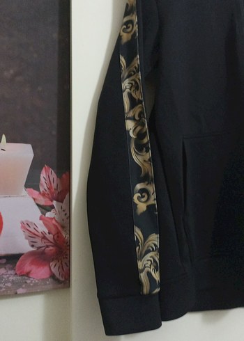 Siyah Erkek Sweatshirt Yarım Fermuarlı - Görsel 3