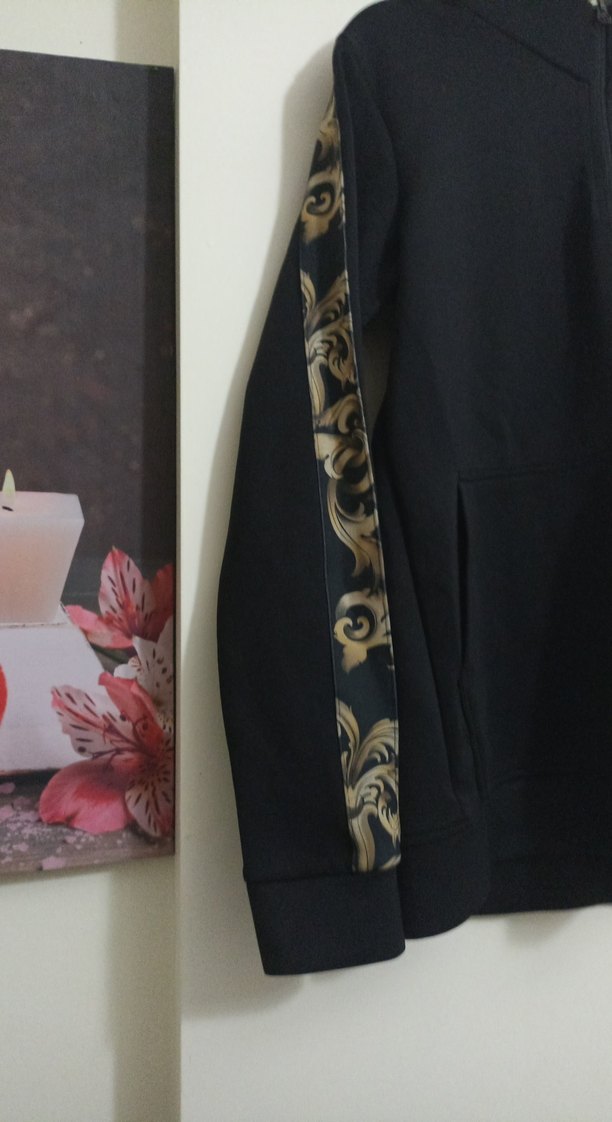 Siyah Erkek Sweatshirt Yarım Fermuarlı - Görsel 3