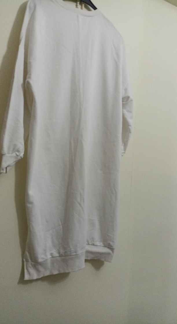 Kadın Beyaz Uzun Kollu Salaş tunik - Görsel 4