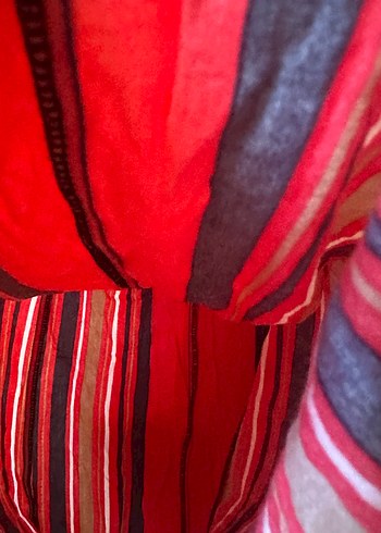 Çizgili Rahat Uzun Etek - Görsel 2