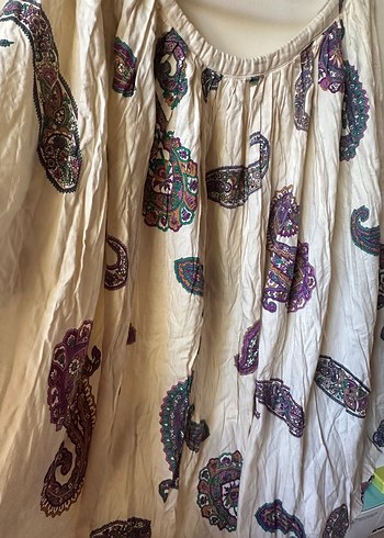 Bohem Çok Renkli Uzun Hamile Etek - Görsel 2