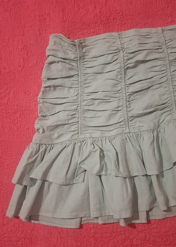 Zara Keten Volanlı Mini Etek