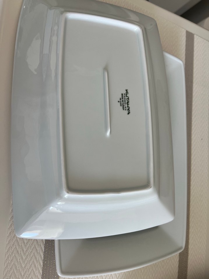 Kütahya porselen Beyaz Dikdörtgen Servis Tabağı - Görsel 2