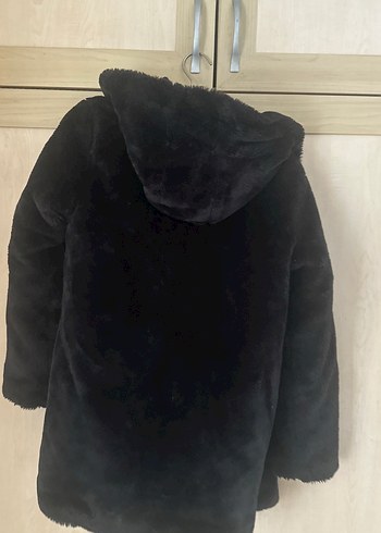 Siyah Midi Boy Kürk Detaylı çocuk Kaban - Görsel 3