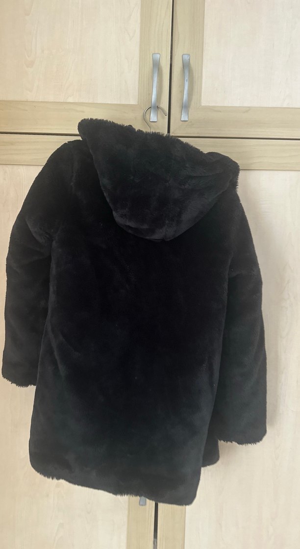 Siyah Midi Boy Kürk Detaylı çocuk Kaban - Görsel 3