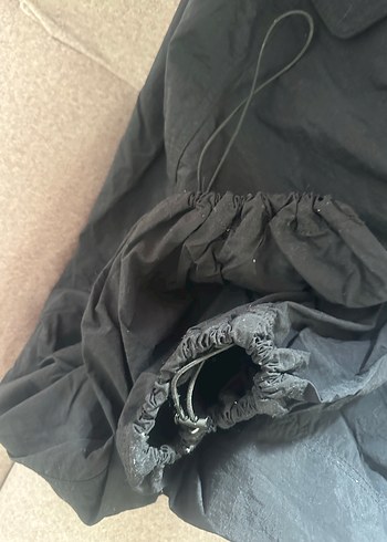 Kadın Siyah Keten Salaş Midi Pantolon hiç giyilmedi geniş bol - Görsel 4