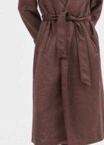 Kahverengi Süet Kuşaklı Kadın Trençkot - Görsel 4