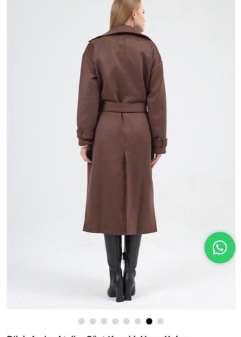 Kahverengi Süet Kuşaklı Kadın Trençkot - Görsel 5