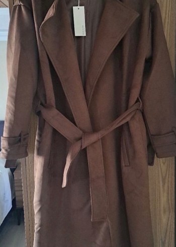 Kahverengi Süet Kuşaklı Kadın Trençkot - Görsel 3