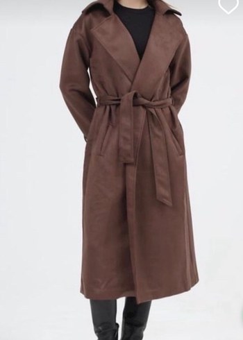 Kahverengi Süet Kuşaklı Kadın Trençkot - Görsel 2