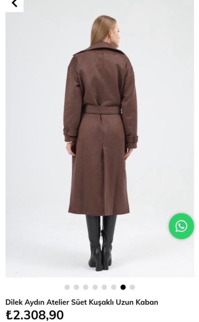 Kahverengi Süet Kuşaklı Kadın Trençkot - Görsel 5