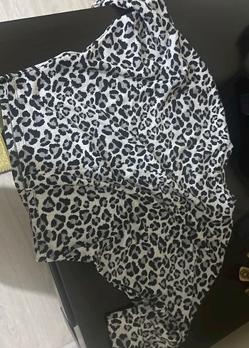 Gri Leopar Desenli Salaş buliz yarasa kol - Görsel 3