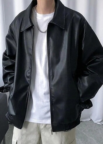 Diğer Touzmoda unisex oversize deri ceket