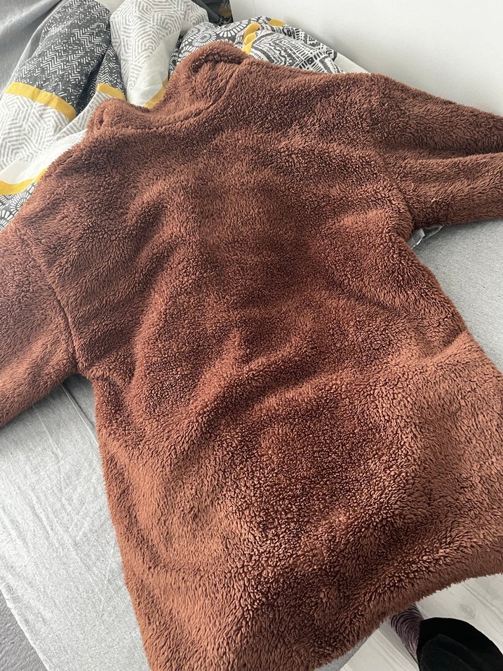 Kahverengi Peluş Kadın Midi Kaban - Görsel 2