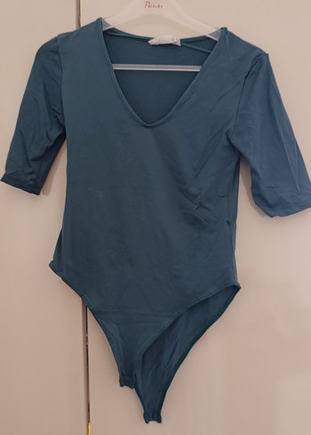 V Yaka Mavi Kısa Kollu Body