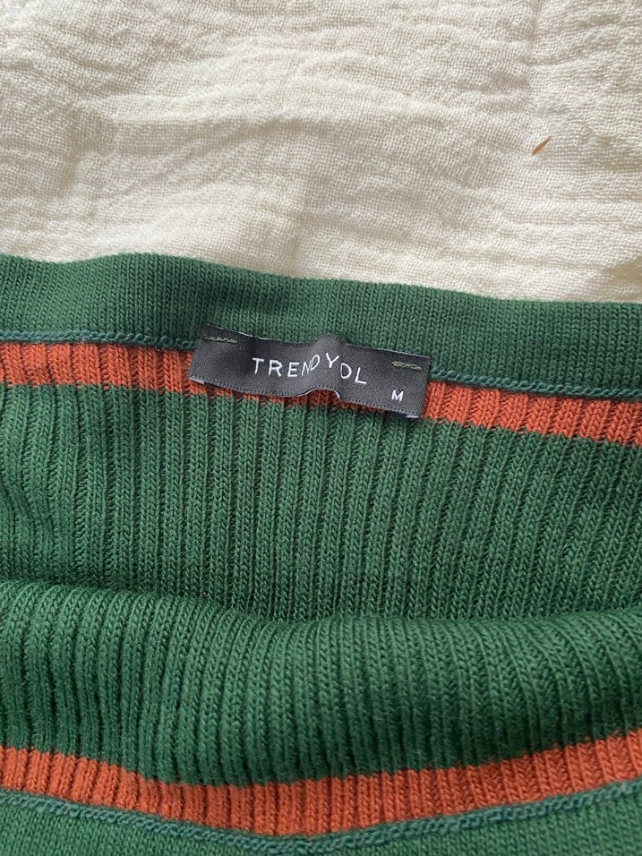 Çizgili, Kayık Yaka, Uzun Kollu Kadın Triko - Görsel 2