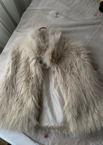 Bej Kadın Kürk Detaylı Kolsuz Yelek - Görsel 7