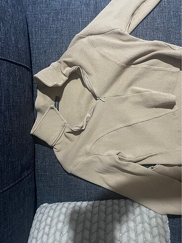 trendyolmilla fermuarlı camel bluz