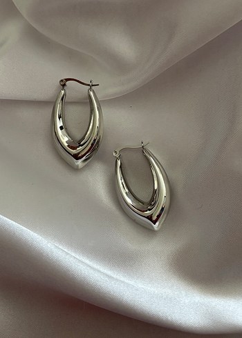 Parlak silver Midi Küpe