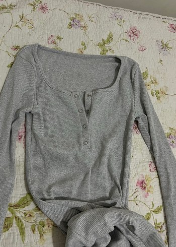 Gri Uzun Kollu Düğmeli Triko Elbise - Görsel 3