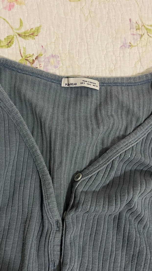 Düğmeli Gri Kısa Kadın Hırka - Görsel 2