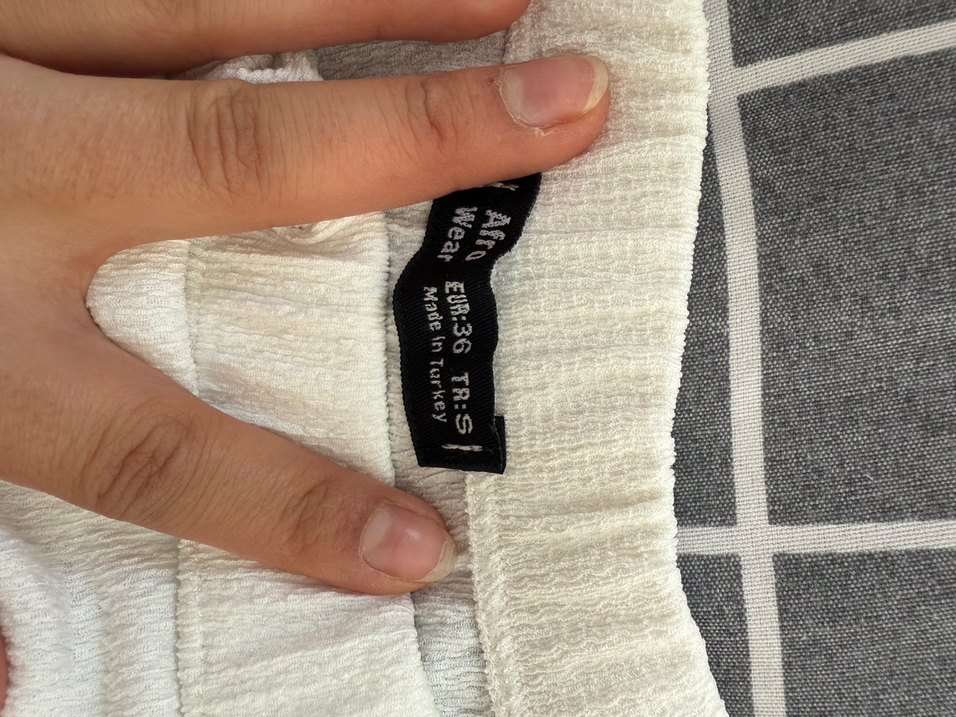 Beyaz Keten Fırfırlı Midi Etek - Görsel 2