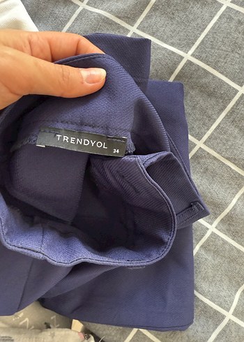 Kadın Mavi Kumaş pantalon - Görsel 4