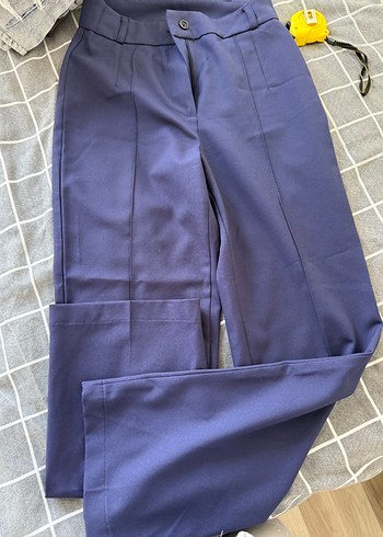 Kadın Mavi Kumaş pantalon - Görsel 3