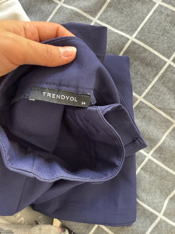 Kadın Mavi Kumaş pantalon - Görsel 4