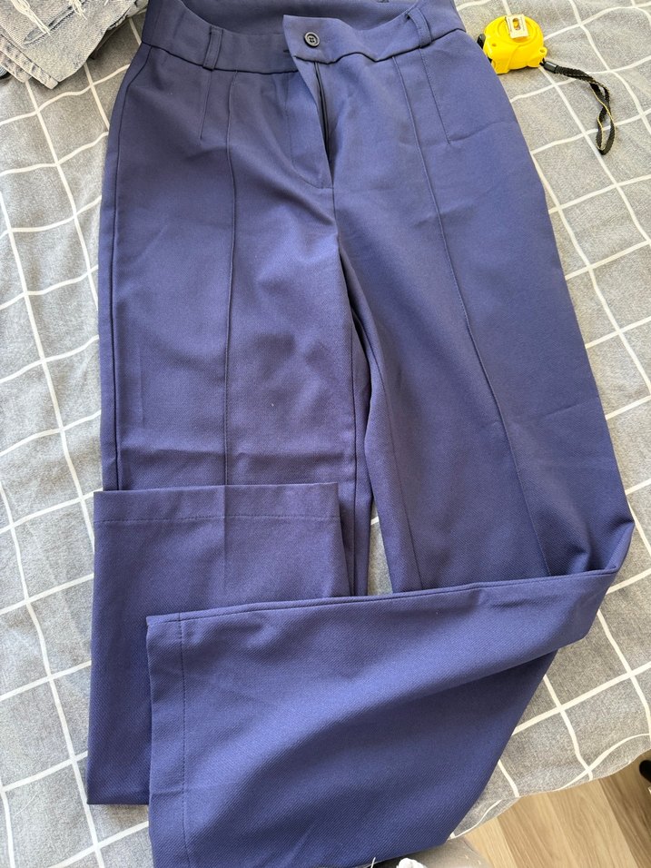 Kadın Mavi Kumaş pantalon - Görsel 3