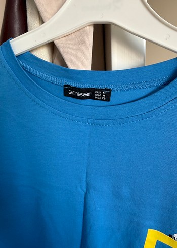 Mavi Oversize Kadın Tişört - Görsel 2